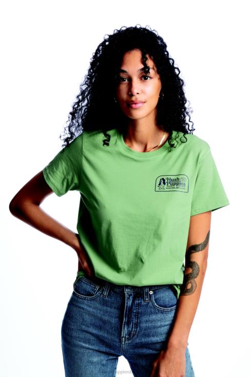 тениски | Hush Puppies HTLHD239 Жени ретро графична тениска с басет хаунд сладък градински чай