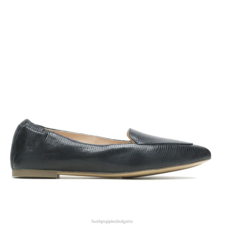 равни обувки | Hush Puppies HTLHD67 Жени лешников пойнт плосък черно влечуго