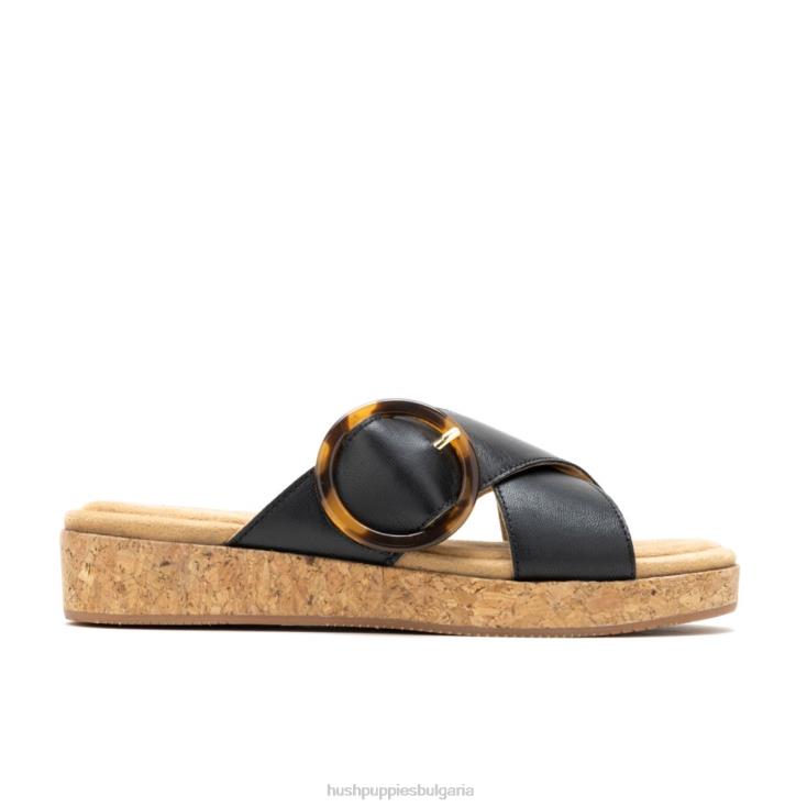 сандал | Hush Puppies HTLHD1 Жени юнски сандал с катарама смела черна кожа