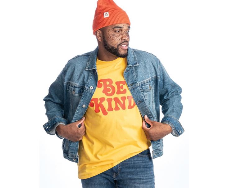 тениски | Hush Puppies HTLHD363 мъже be kind графична тениска лятно жълто