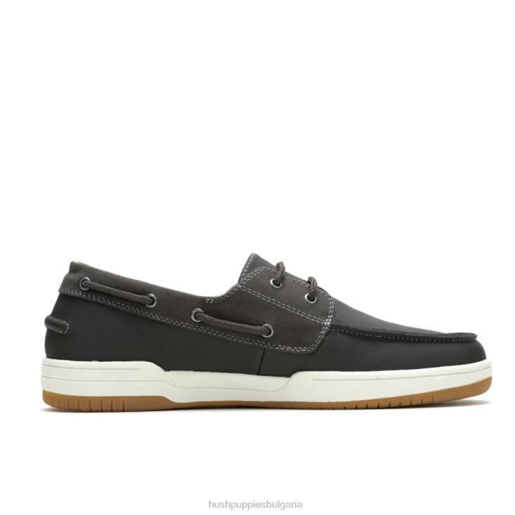 безделник | Hush Puppies HTLHD345 мъже обувка за лодка Colton тъмно сива кожа